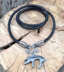 CELTIC BOAR, pendant, leather bolo