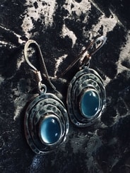 AQUARIUS, sterling silver earrings, blue chalcedony