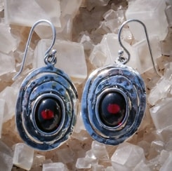 AGARA, earrings, garnet, sterling silver