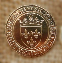 ECU of Charles VIII, a replica of a French brass coin