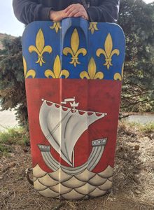 PAVISE SHIELD OF PARIS, HAND-PAINTED WOODEN MEDIEVAL SHIELD - LIVING HISTORY SHIELDS{% if kategorie.adresa_nazvy[0] != zbozi.kategorie.nazev %} - ARMOUR HELMETS, SHIELDS{% endif %}