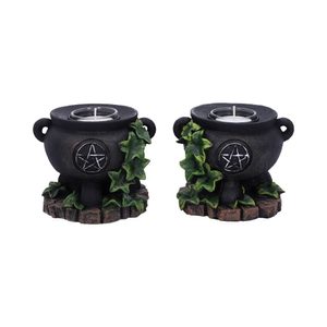 SET OF TWO IVY CAULDRON WITCHES CANDLE HOLDERS 11CM - FIGURES, LAMPS, CUPS{% if kategorie.adresa_nazvy[0] != zbozi.kategorie.nazev %} - HOME DECOR{% endif %}