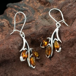 RENIA, AMBER, EARRINGS, STERLING SILVER - AMBER JEWELRY{% if kategorie.adresa_nazvy[0] != zbozi.kategorie.nazev %} - SILVER JEWELLERY{% endif %}