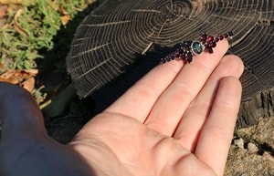 NUADA, SILVER BROOCH, MOLDAVITE, GARNET - MOLDAVITES, CZECH{% if kategorie.adresa_nazvy[0] != zbozi.kategorie.nazev %} - SILVER JEWELLERY{% endif %}