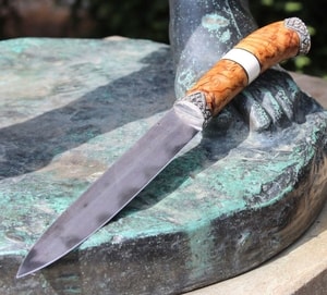 JORUND, DAMASCUS STEEL KNIFE, STERLING SILVER - KNIVES{% if kategorie.adresa_nazvy[0] != zbozi.kategorie.nazev %} - WEAPONS - SWORDS, AXES, KNIVES{% endif %}