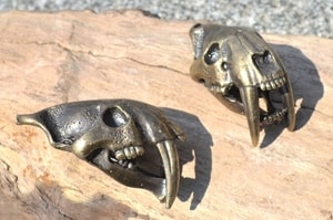 SMILODON, SABERTOOTH TIGER SKULL PENDANT, MASSIVE JEWEL, TIN, BRASS COLOUR - TIERE ANHÄNGER{% if kategorie.adresa_nazvy[0] != zbozi.kategorie.nazev %} - SCHMUCKSTÜCKE{% endif %}