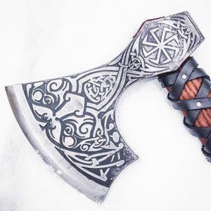 AXE OF PERUN, ETCHED WITH LEATHER - AXES, POLEWEAPONS{% if kategorie.adresa_nazvy[0] != zbozi.kategorie.nazev %} - WEAPONS - SWORDS, AXES, KNIVES{% endif %}