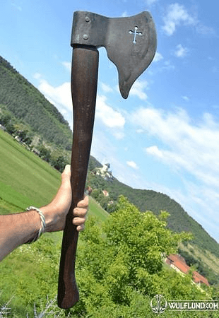 SINGLE HANDED AXE WITH CROSS
