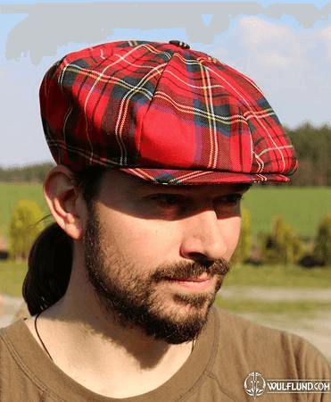 ACHT PANEL CAP TARTAN, ROT, IRLAND