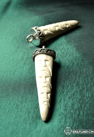 TRIGLAV, CARVED SLAVIC AMULET, DEER ANTLER AND SILVER 925