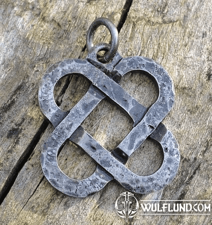 TWO HEARTS, FORGED CELTIC KNOTTED PENDANT, STEEL