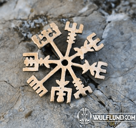 VEGVISIR, ISLÄNDISCHE SCHUTZ RUNE, ANHÄNGER, BRONZE