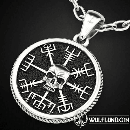 VEGVÍSIR SKULL - ICELANDIC RUNE, PENDANT SILVER 925