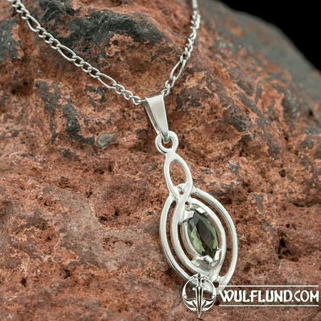 MAIA, PENDENTIF, FACETTES MOLDAVITE, ARGENT