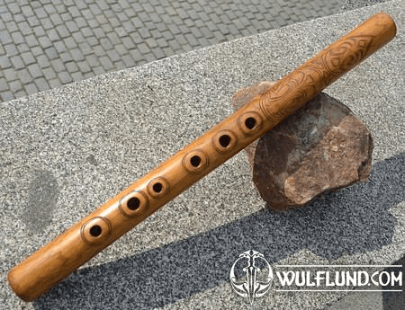 TRADITIONAL FOLK FLUTE, DECORATED WITH NATURAL MOTIFS