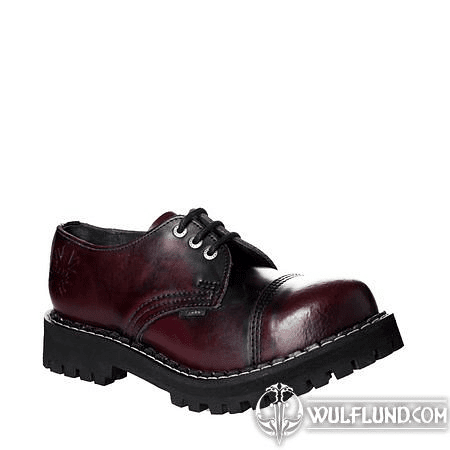 LEDERSTIEFEL STEEL BURGUND 3-LOCH-SCHUHE