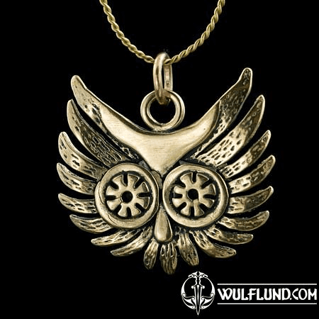 OWL HEAD, PENDANT, BRONZE