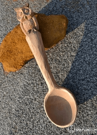 OWL, HAND CARVED SPOON