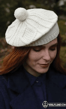 MERINO WOOLLEN BERET, LADIE'S, WHITE