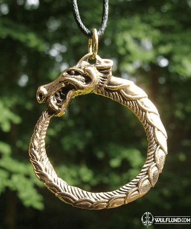 JORMUNGANDR, BRONZE PENDANT SNAKE FROM MIDGARD, UROBOROS