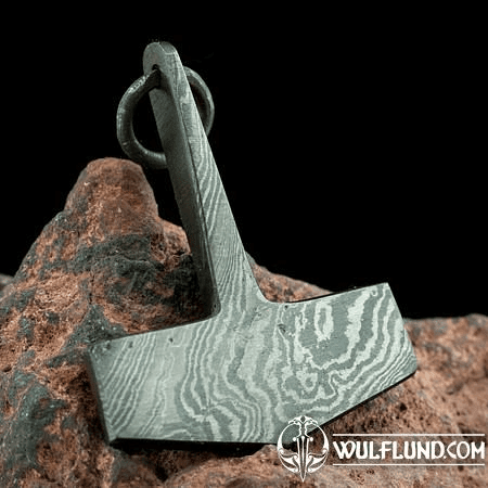 HEIMIR, THOR'S HAMMER, PENDANT, DAMASK STEEL