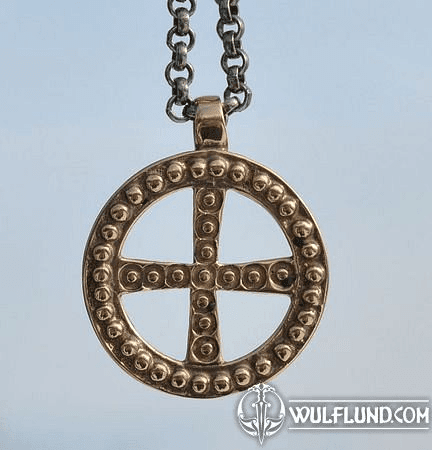 SLAVIC SOLAR CROSS, EMPIRE OF GREAT MORAVIA, BRONZE PENDANT