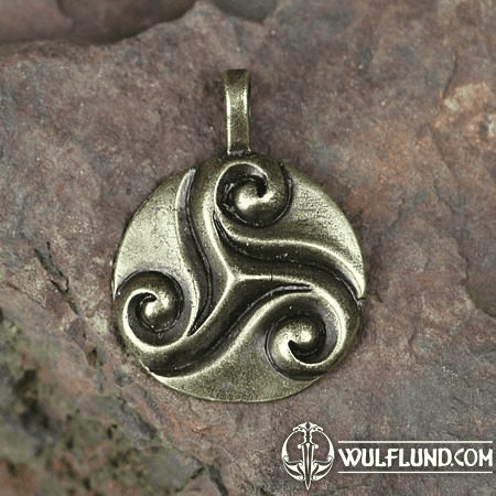 CELTIC TRISKELE, PENDANT, ZINC, ANTIQUE BRASS