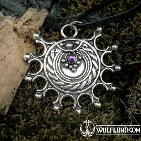 DEVANA, SLAVIC SOLAR PENDANT, SILVER - AMETHYST