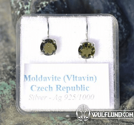ARIETIS, STERLING SILVER EARRINGS WITH MOLDAVITE