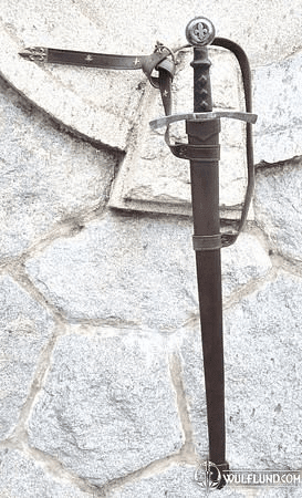 LEATHER SCABBARD FOR ONE HANDED SWORDS, FLEUR DE LIS