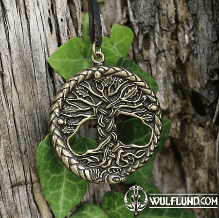 CELTIC OAK SACRED TREE OF LIFE PENDANT ZINC, ANTIQUE BRASS