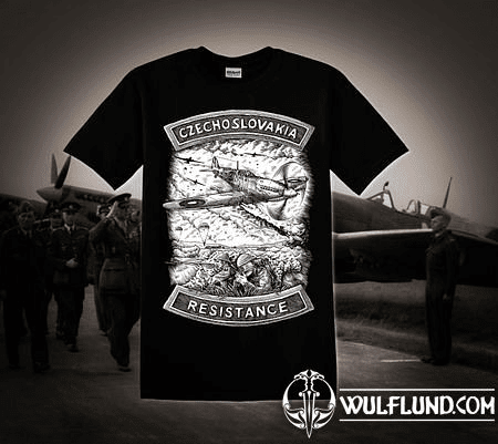 TSCHECHOSLOWAKEI, WWII WIDERSTAND T-SHIRT, SCHWARZ