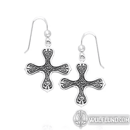 CELTIC SOUL, SILVER CROSS EARRINGS, AG 925