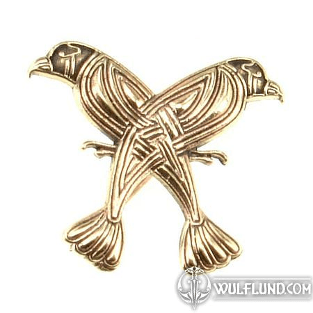 HUGINN AND MUNINN - BRONZE BROOCH