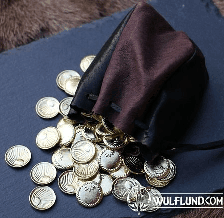 CELTIC COINS AND POUCH, REPLICAS - 10 PIECES