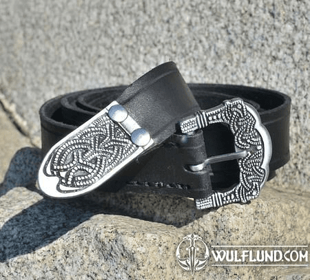 VIKING BELT, GOKSTAD, TIN, BLACK LEATHER