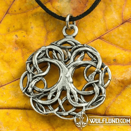 CELTIC TREE OF LIFE, KNOTTED, ZINC PENDANT, ANTIQUE SILVER