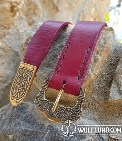 GOKSTAD BELT, RED LEATHER, BRONZE