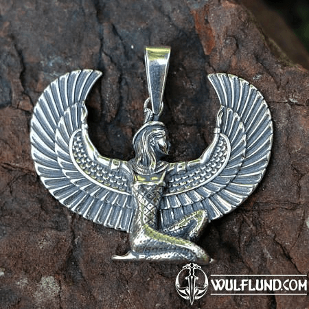 WINGED ISIS, EGYPTIAN GODDESS, SILVER PENDANT