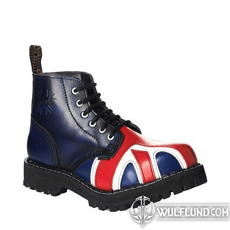 LEDERSTIEFEL STEEL BRITISCHE FLAGGE 6-LOCH-SCHUHE