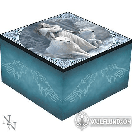 WINTER GUARDIANS - WHITE WOLF, MIRROR BOX, ANNE STOKES