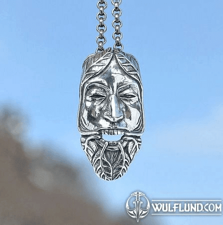 GREEN MAN, THE LORD OF THE NATURE AND REBIRTH, SILVER PENDANT AG 925