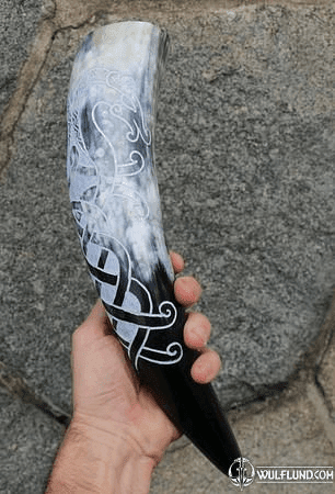 VIKING DRAGON, CARVED DRINKING HORN
