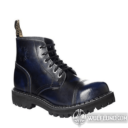 LEDERSTIEFEL STEEL BLAU 6-LOCH-SCHUHE