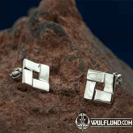 QUADRAT, ART NOUVEAU, BOUCLES D'OREILLES EN ARGENT