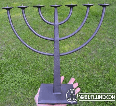 MENORAH, FORGED SEVEN-BRANCHED CANDLESTICK