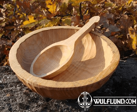 WOODEN DINING SET, HAND CARVED DISH AND THE SPOON