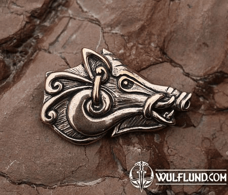 CELTIC BOAR - HEAD, BRONZE PENDANT