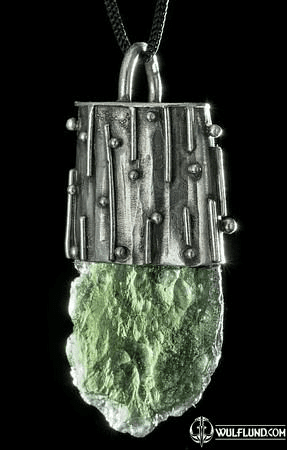 GABROS - MOLDAVITE, STERLING SILVER PENDANT