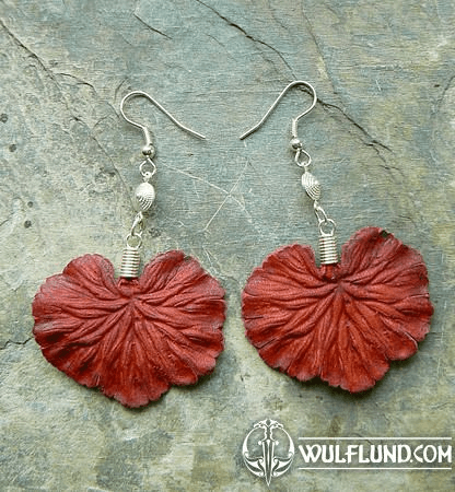 RED LEAVES, LEATHER EARRINGS